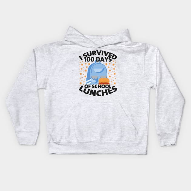 Funny 100 Days of School Lunch Lady, I Survived 100 Days of School Lunches Kids Hoodie by mcoshop